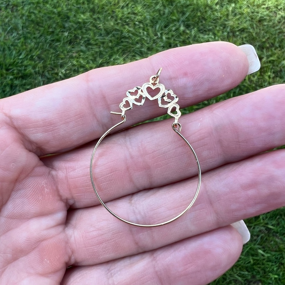 Vintage 14K Gold 1984 Hearts Charm Holder Pendant - Picture 4 of 16